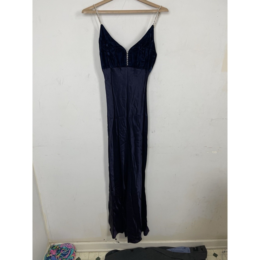 Cache Womens Slip Dress XS Blue Velvet Empire Fairy Regency Y2K VTG‎ Prom Formal